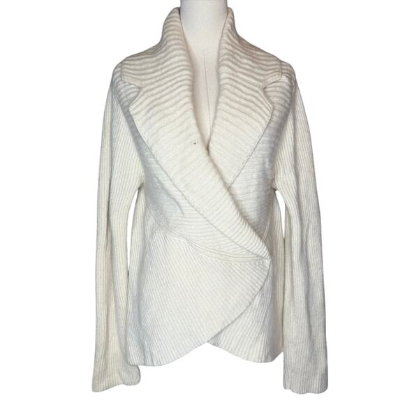 Agnona Sweaters - Agnona Cashmere Cardigan Sweater Cream Ribbed Knit Italy size 48 / US 12 / Large